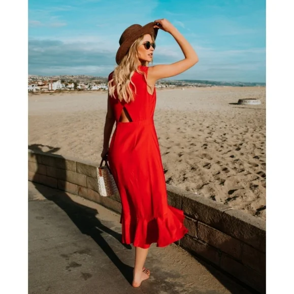 VICI Minka Button Down Ruffle Midi Dress - Picture 4 of 7